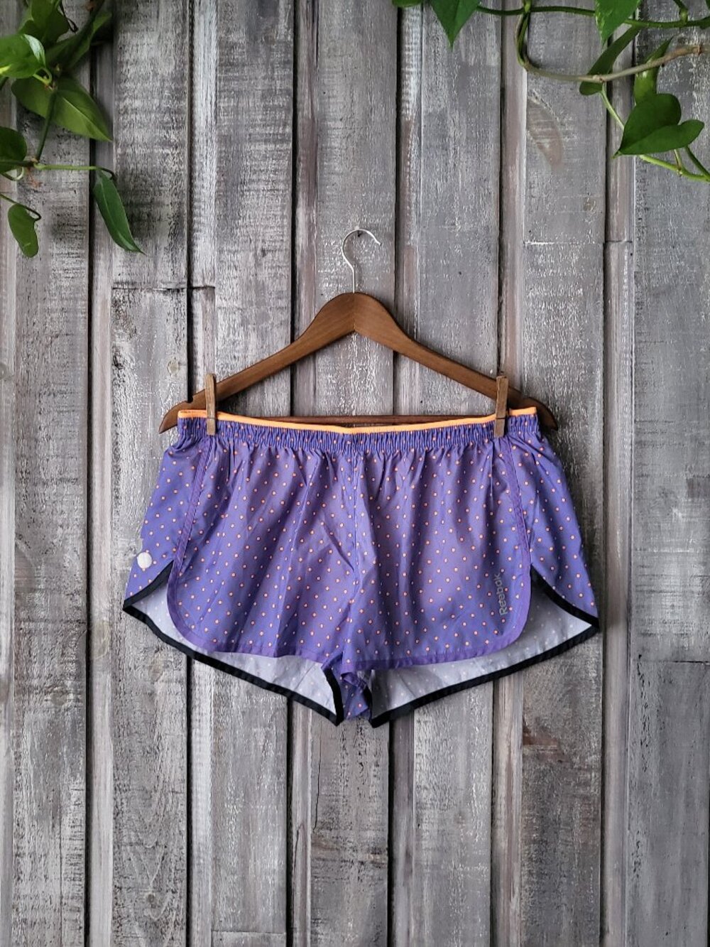REEBOK Womens Purple Orange Polka Dot Running Shorts Medium